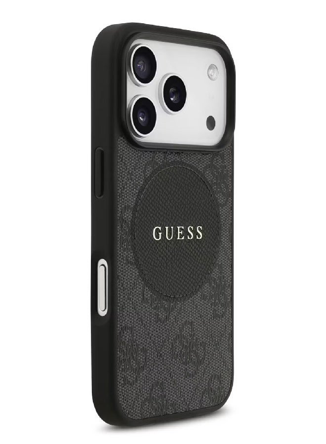 Guess MagSafe 4G PU Leather Case with Round Patch & Classic Logo for iPhone 17 Pro Max - Black - Image 4
